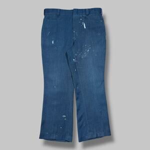 Vintage 60s Pants Flared Kings Road Sears Thrashed Faded Navy Blue 34x28 Mod